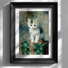 Poster Belle Arti Impressionista Stampa Gattino Regalo Natale Ispirato Claude Monet