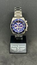 Orologio cronografo Pierre Bonnet 7256C Look Vintage lunetta blu quarzo