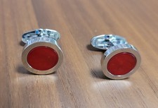 Coppia Gemelli inox per Camicia da Uomo TIBALDI resina rossa (Montegrappa)