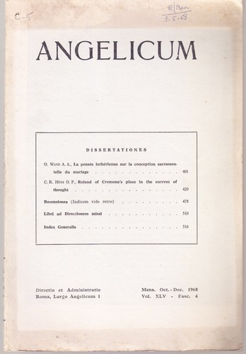Angelicum oct dec 1968 - oct.,