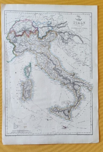 Antica carta geografica - carta, italia