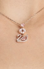 Collana cigno rosa swarovski - collana,