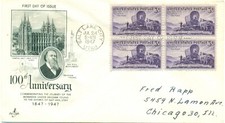 SCOTT # 950 B/4 FDC, ARTCRAFT CACHET, PRINTED ADDRESS, GREAT PRICE!