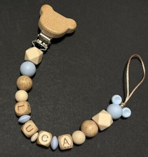 catenella portaciuccio con nome Personalizzato Legno Silicone Idea Regalo Nascit