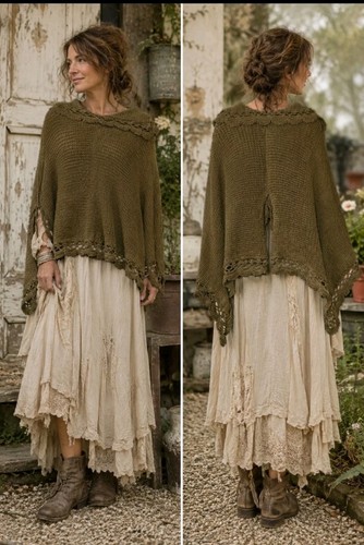 Poncho boho all - boho, all'uncinetto