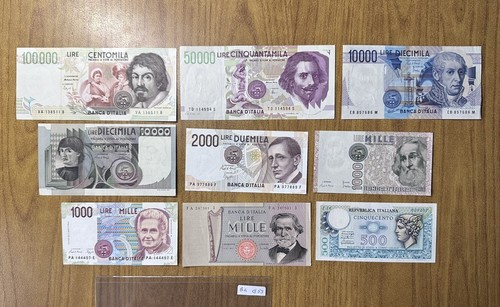 Lotto banconote lire - 9, 100000