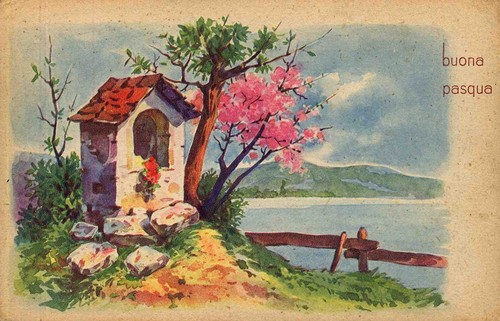Cartolina buona pasqua croce - cartolina,