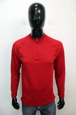 PRADA Maglia Uomo Taglia M Maglietta Rosso Nylon T-Shirt Manica Lunga Man Logo