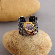 Anello al quarzo rosa, argento