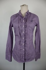FRED PERRY CAMICIA COTONE DONNA M WOMAN COTTON SHIRT CASUAL VINTAGE MANICA LUNGA