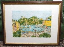 MICHELE CASCELLA acquatinta P.A. Torcular PORTOFINO 87x65 in splendida cornice
