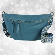 Borsa blu pelle molto grande