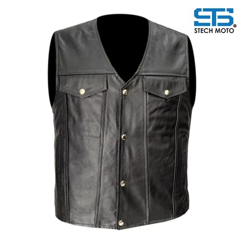 Gilet moto pelle custom - gilet,