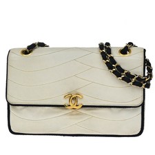 Borsa a tracolla CHANEL CC logo punto onda 2,55 catena pelle bianca vintage 49RF791