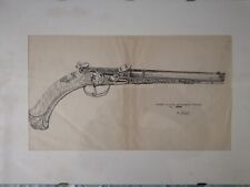 Militaria - Disegno a china - pistola 1660 . armaiolo Tanguy
