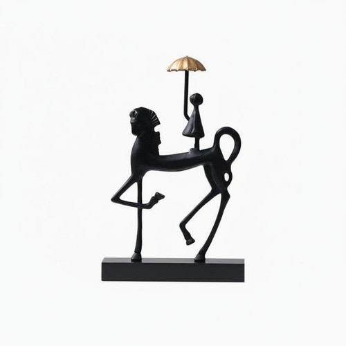 Statue cheval fille parapluie - statue,