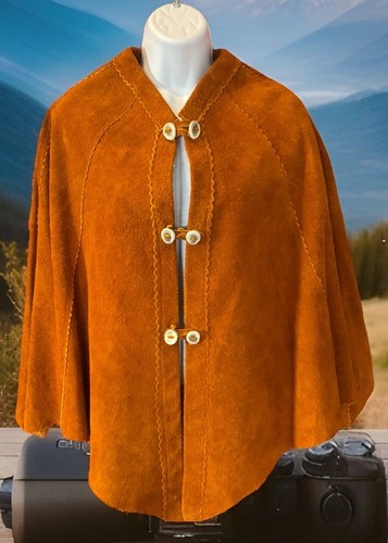 Poncho giacca mantello pelle
