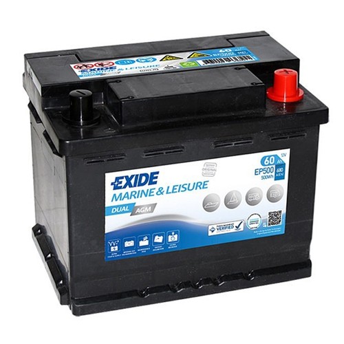 Exide ep500 dual agm - dual, 12v