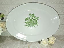 PIATTO OVALE IN CERAMICA DA PORTATA DIM31X23 DECORO FIORI VERDI 