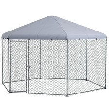 PawHut Recinto per Galline con Tetto e Porta Bloccabile in Acciaio 4x3.5x2.6m