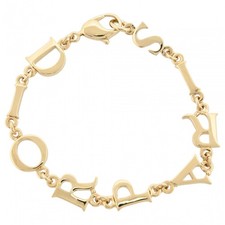 Auth DIOR Logo Bracelet Gold