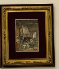 QUADRO DIPINTO OLIO TAVOLA Mario Fattori PAESAGGIO RURALE OVILE PECORE RUSTICO 