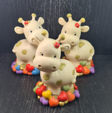 lotto 3 salvadanai resina decoro giraffa con cuori h cm 12 x 9 l