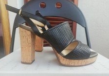 Sandali In Nero  Con Plateau E Tacchi In Sughero Geox N. 37