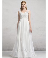 Abito da sposa A-Line/Principessa Scollatura a V Sweep/Spazzola treno...