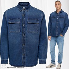 Uomo O&S Camicia Jeans Denim Basic Manica Lunga Casual Shirt Shacket ONSCAMEK.