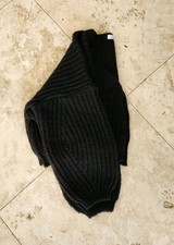 Cardigan maglione nero Oak + Fort crop ampio scollo a V bottoni maglia misto lana S/P