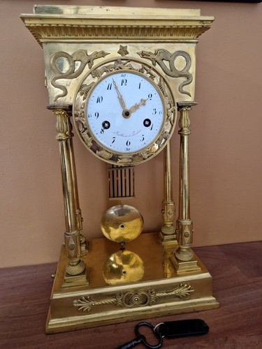 Pendule portique bronze - pendule,
