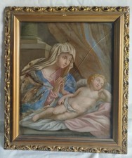 quadretto sottovetro Madonna e Bambino fine 700 inizio 800