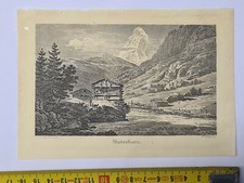 stampa d'epoca '800 MATTERHORN Zermatt Cervino breithorn gornergrat viege visp