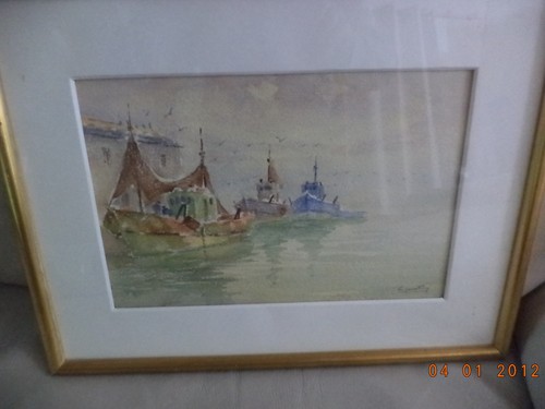Aquarelle sur papier marine - , le