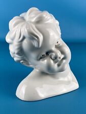 Volto Di Angelo Busto In Porcellana Bianca Testa Putto Epoca XX Sec.