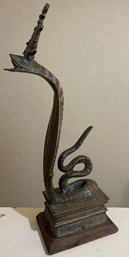 Large antique bronzed cobra - antique,