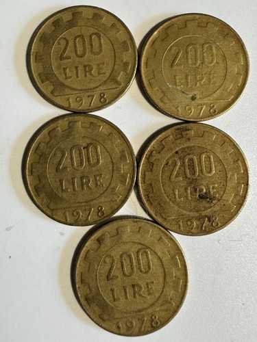 5pezzi 200lire 1977 originali