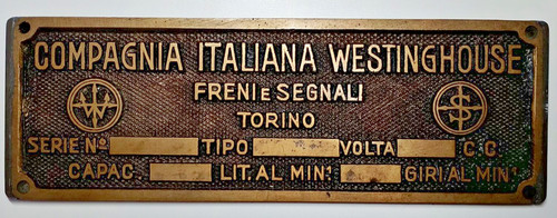 Cimelio targa westinghouse - targa, "westinghouse"
