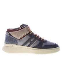 HOGAN scarpe uomo Sneaker H580 Mid Top nabuk e camoscio blu più tortora