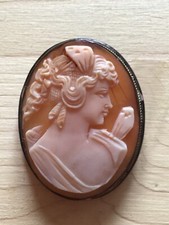 Spilla e ciondolo cammeo conchiglia in argento 800 vintage Made in Italy