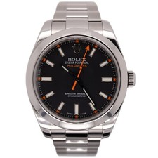 Rolex 40mm Milgauss Uomo Nero Quadrante Acciaio Fulmine Orologio Scatola e Carte