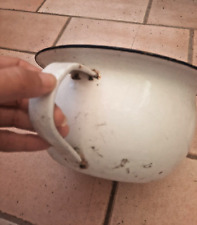 Vecchio Antico Vaso Da Notte Smaltato 2 Leoni