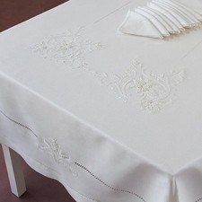 Tovaglia tavola ricamata lino - tovaglia,