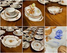 51 Pz SET TE CAFFE PORCELLANA BIANCA Herend Hungary DECORO BOUQUET Apponyi RUST