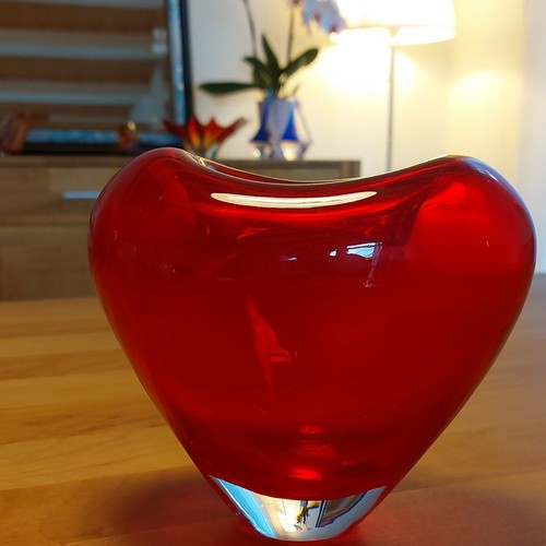 Vaso cuore rosso vetro murano - vetro,