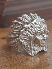 ANELLO ARGENTO 925 UOMO moto nativi americani capo indiano  harley Man Ring