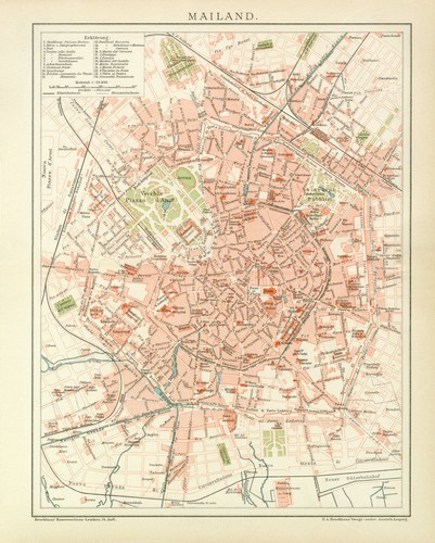 Milano mappa storica italia - milano,