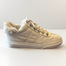 Sneakers HOGAN donna pelle bianca pelliccia fuzzy taglia EU 38,5 US 8,5 Made in Italy