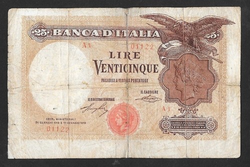 Italia banconota 25 lire - italia,